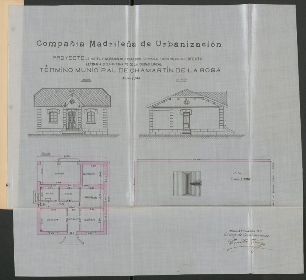 Miniatura de Proyecto de hotel para Don Fernando Torrens Sánchez en sus lotes número 2, letras A, B y C, manzana 78 de la Ciudad Lineal