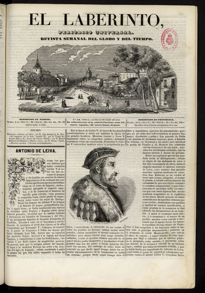 Miniatura de El Laberinto: periódico universal del 28 de julio de 1845