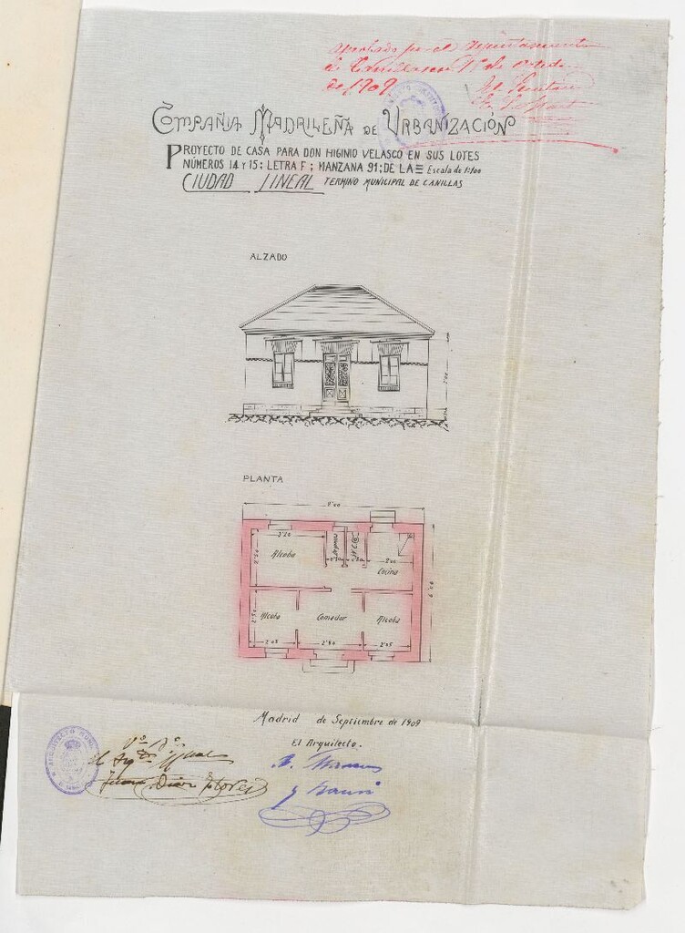 Miniatura de Solicitud de licencia por Ricardo Marcos Bausá para la construcción de una vivienda en los lotes 14 y 15, letra F, manzana 91 de la Ciudad Lineal
