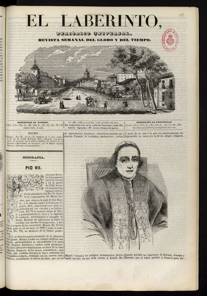 Miniatura de El Laberinto: periódico universal del 11 de agosto de 1845
