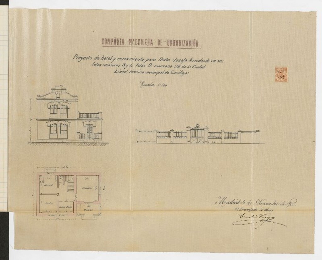 Miniatura de Solicitud de licencia por Emilio Vargas Fernandez para la construcción de un hotel en los lotes 3 y 4, letra D, manzana 98 de la Ciudad Lineal