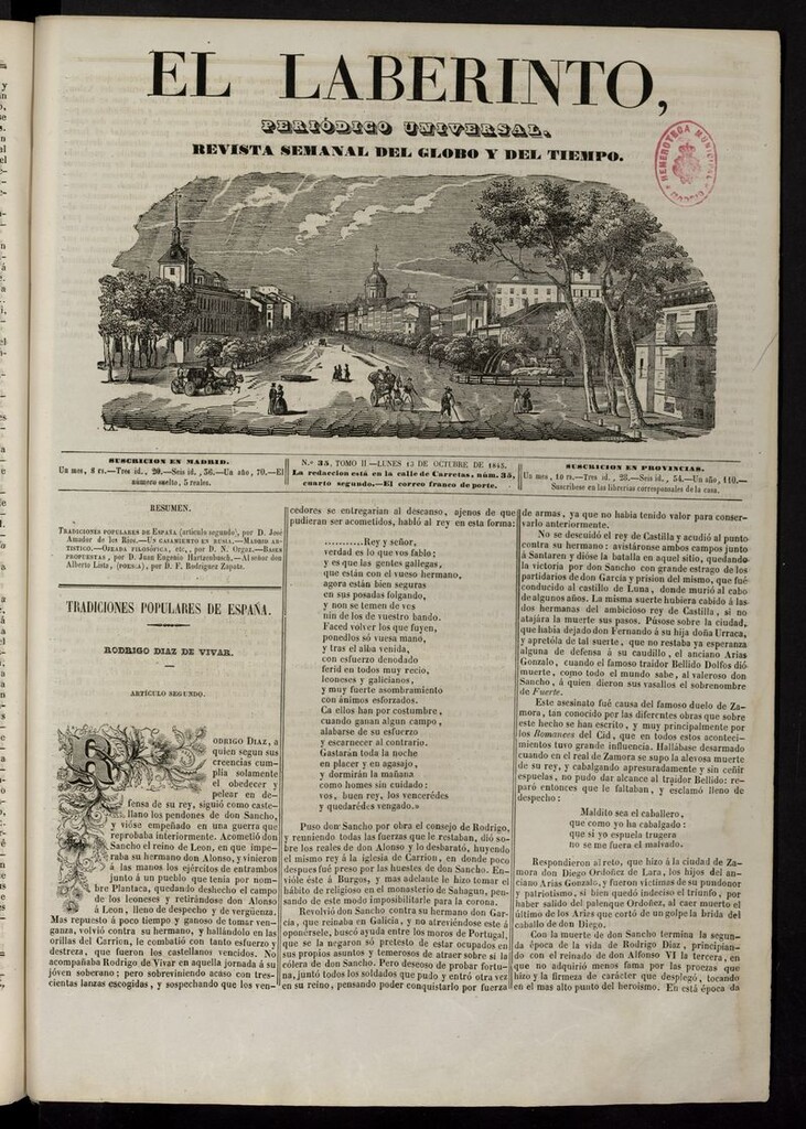 Miniatura de El Laberinto: periódico universal del 13 de octubre de 1845