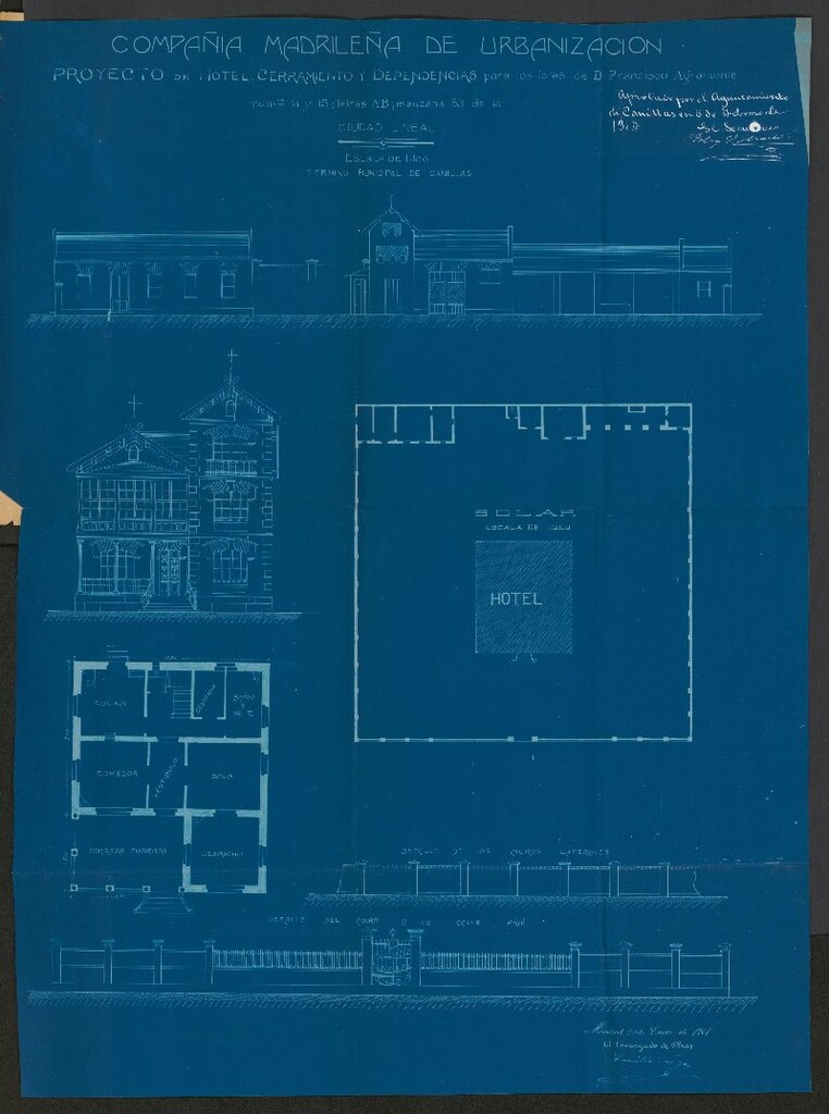Miniatura de Expediente instruido para conceder licenca a Emilio Vargas Fernández para la construcción de un hotel en los lotes 14 y 15, letras A y B, manzana 83 de la Ciudad Lineal