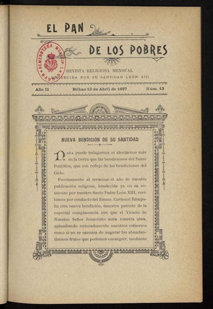 Miniatura de El Pan de los Pobres: revista religiosa mensual del 13 de abril de 1897