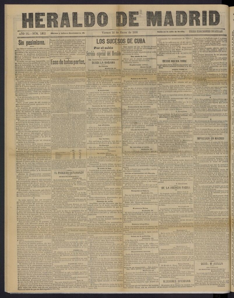 Miniatura de El Heraldo de Madrid: diario independiente del 14 de enero de 1898
