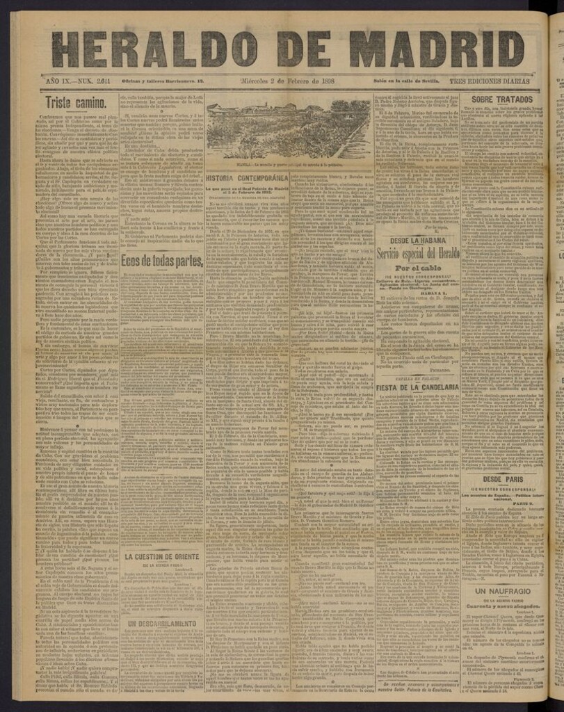 Miniatura de El Heraldo de Madrid: diario independiente del 2 de febrero de 1898
