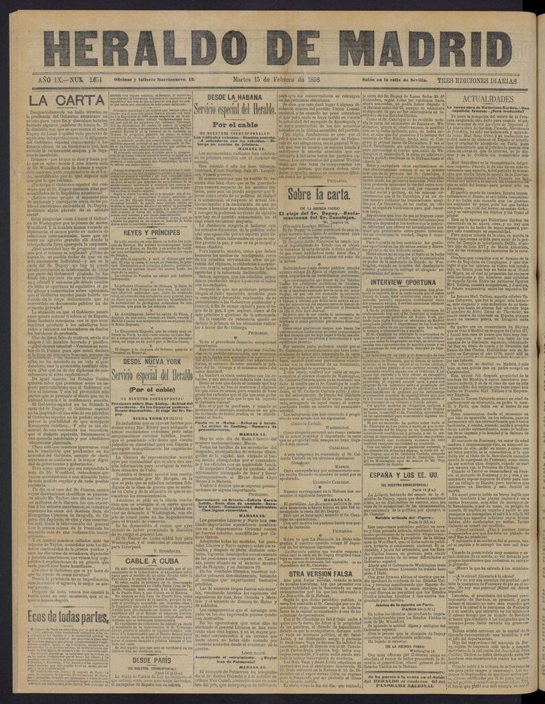 Miniatura de El Heraldo de Madrid: diario independiente del 15 de febrero de 1898