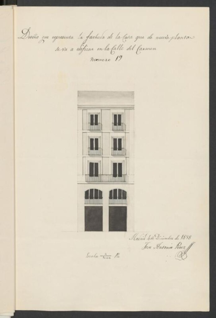 Miniatura de D. Juan Fernández Casariego, a nombre de su hija Petra, licencia para edificar de nueva planta en la calle del Carmen nº 19.