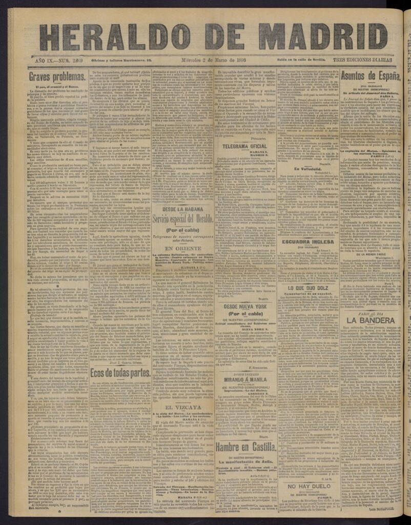 Miniatura de El Heraldo de Madrid: diario independiente del 2 de marzo de 1898