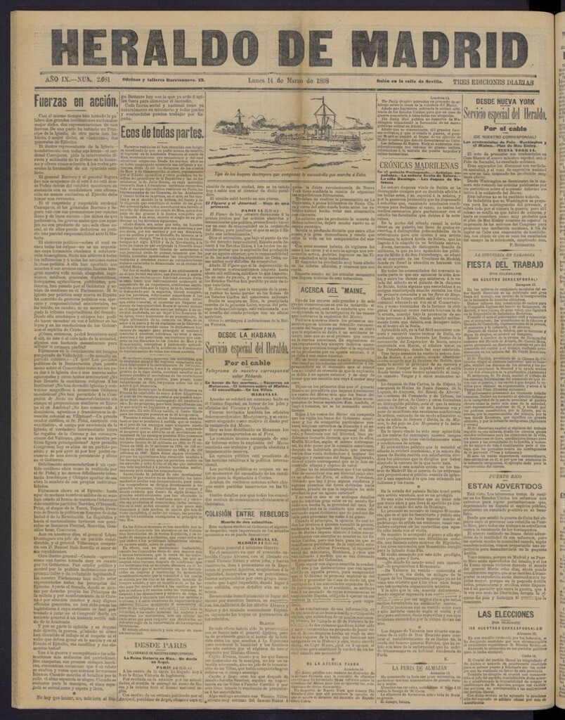 Miniatura de El Heraldo de Madrid: diario independiente del 14 de marzo de 1898