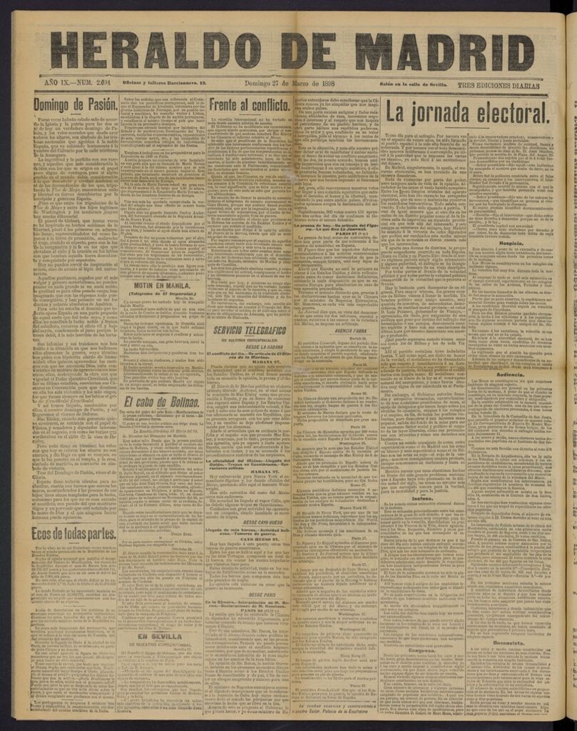Miniatura de El Heraldo de Madrid: diario independiente del 27 de marzo de 1898