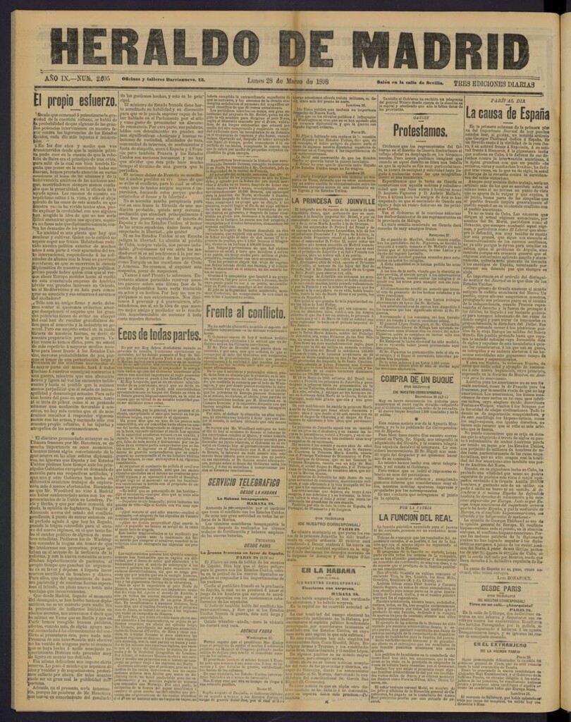 Miniatura de El Heraldo de Madrid: diario independiente del 28 de marzo de 1898