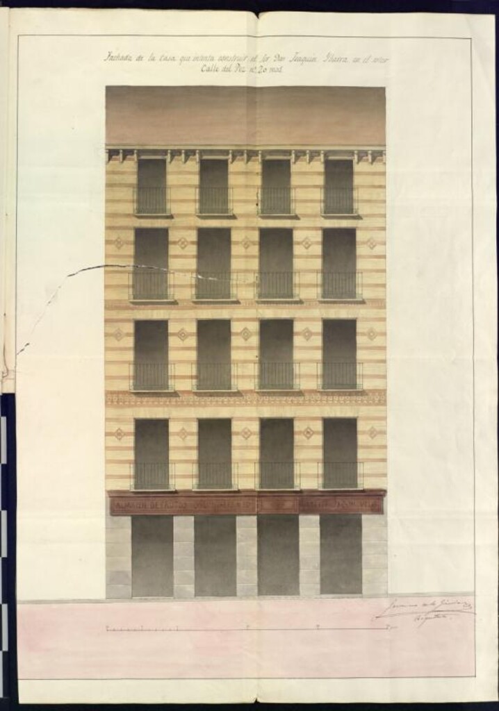 Miniatura de D. Joaquín Ybarra, licencia para construir de nueva planta la casa calle del Pez nº 20, manzana 462.