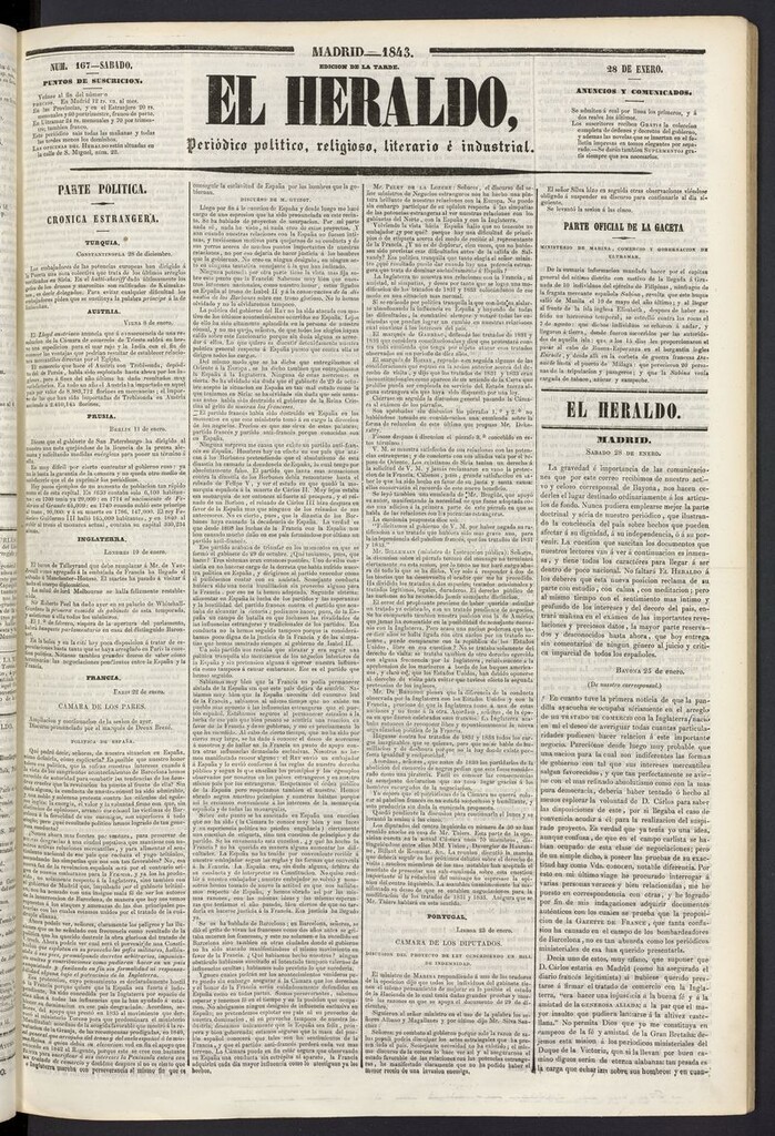 Miniatura de El heraldo, periódico de la tarde del 28 de enero de 1843