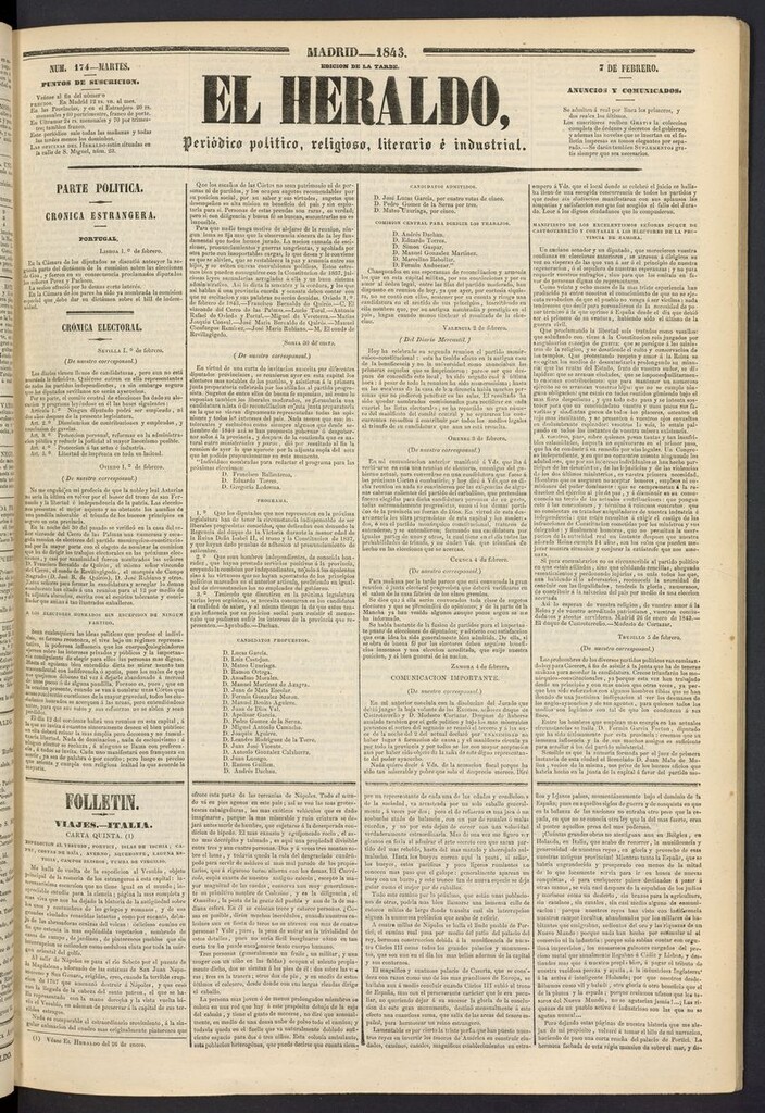 Miniatura de El heraldo, periódico de la tarde del 7 de febrero de 1843