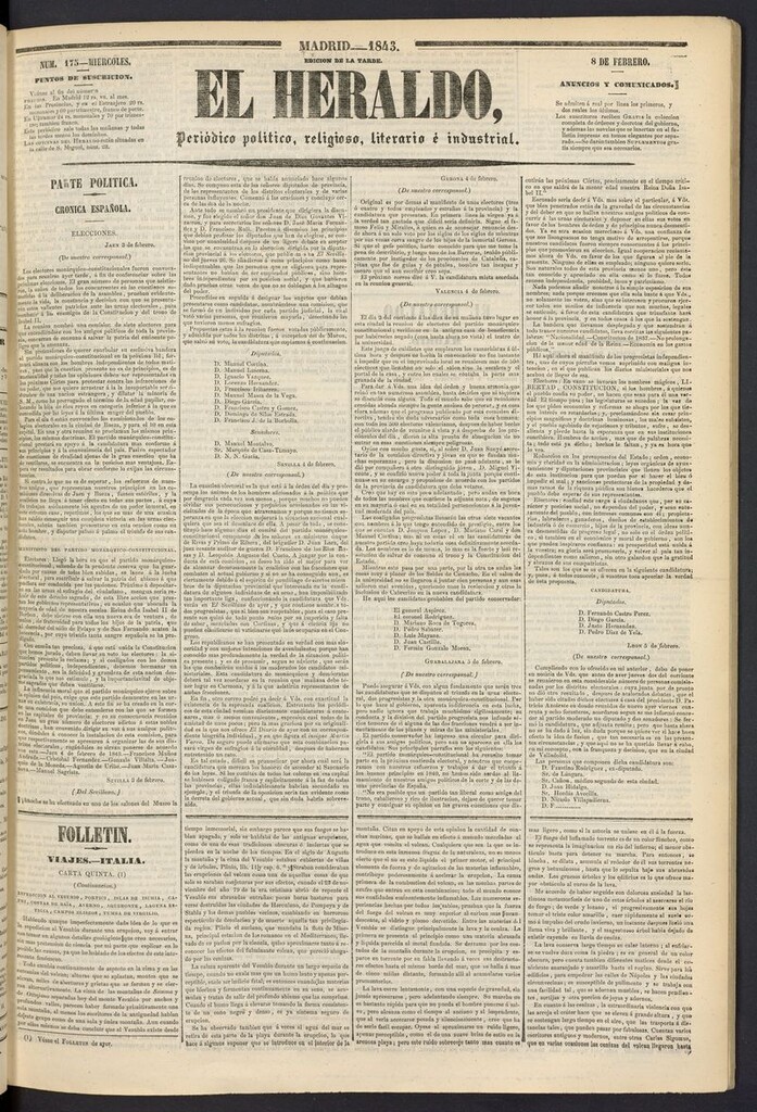 Miniatura de El heraldo, periódico de la tarde del 8 de febrero de 1843