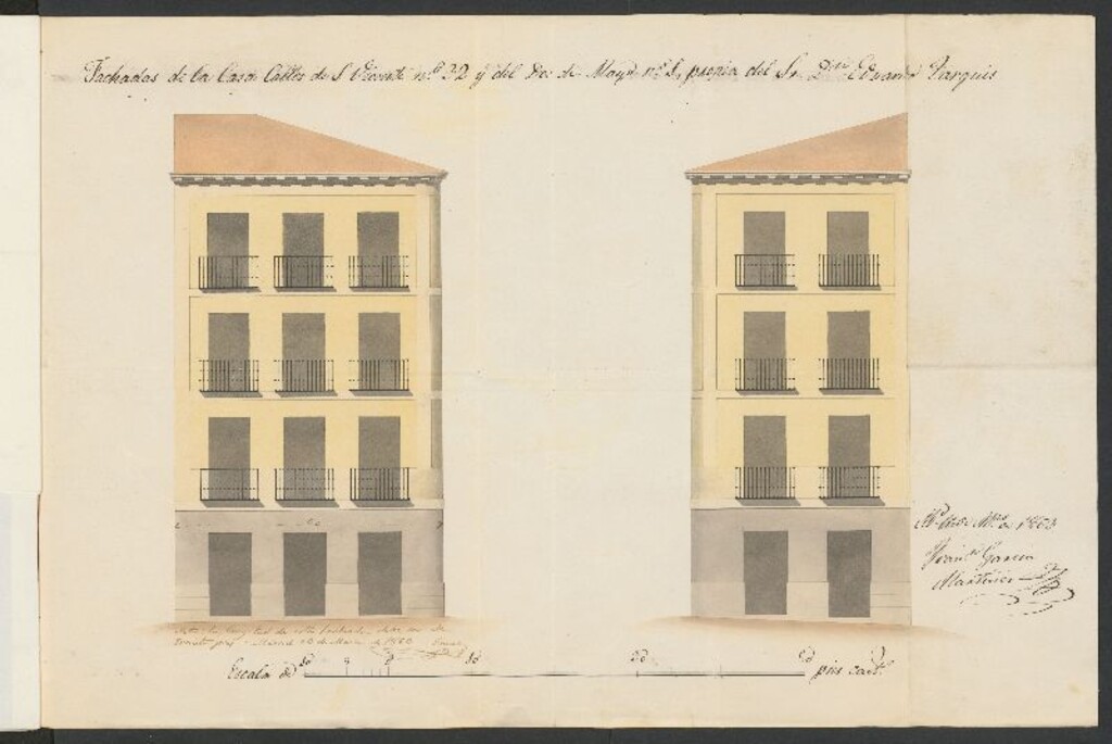 Miniatura de D. Eduardo Tarqui, en solicitud de licencia para construir de nueva planta su casa calle de S. Vicente Alta nº 32, con vuelta a la del dos de Mayo, nº 1, manzana 479.