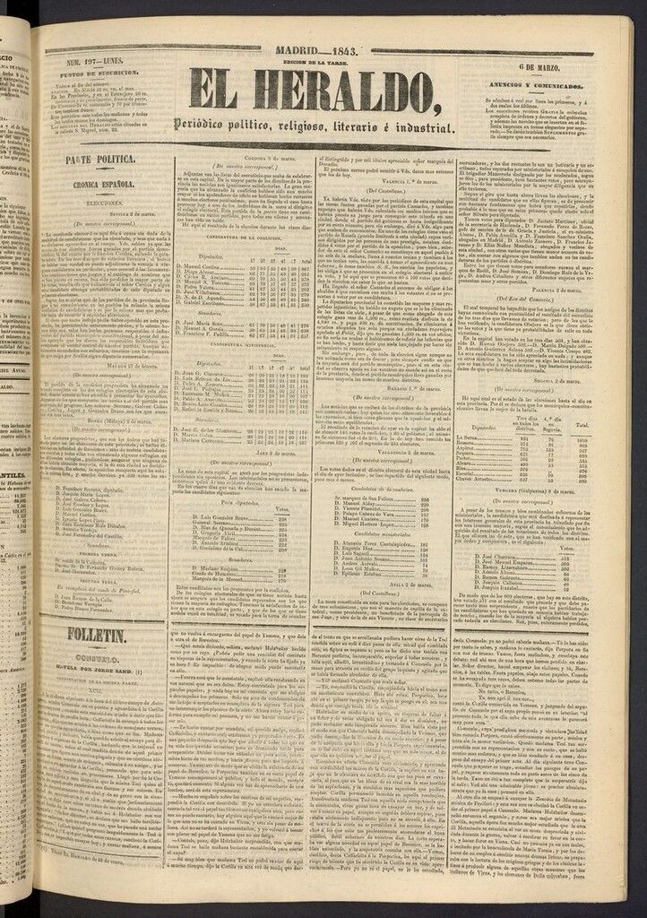 Miniatura de El heraldo, periódico de la tarde del 6 de marzo de 1843