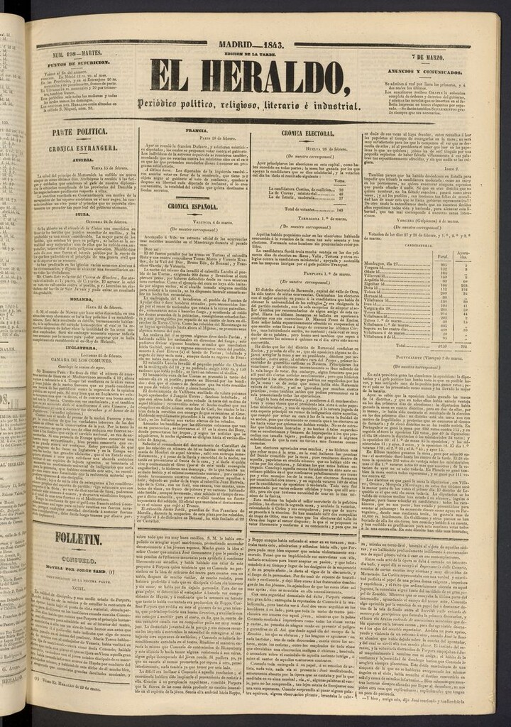 Miniatura de El heraldo, periódico de la tarde del 7 de marzo de 1843