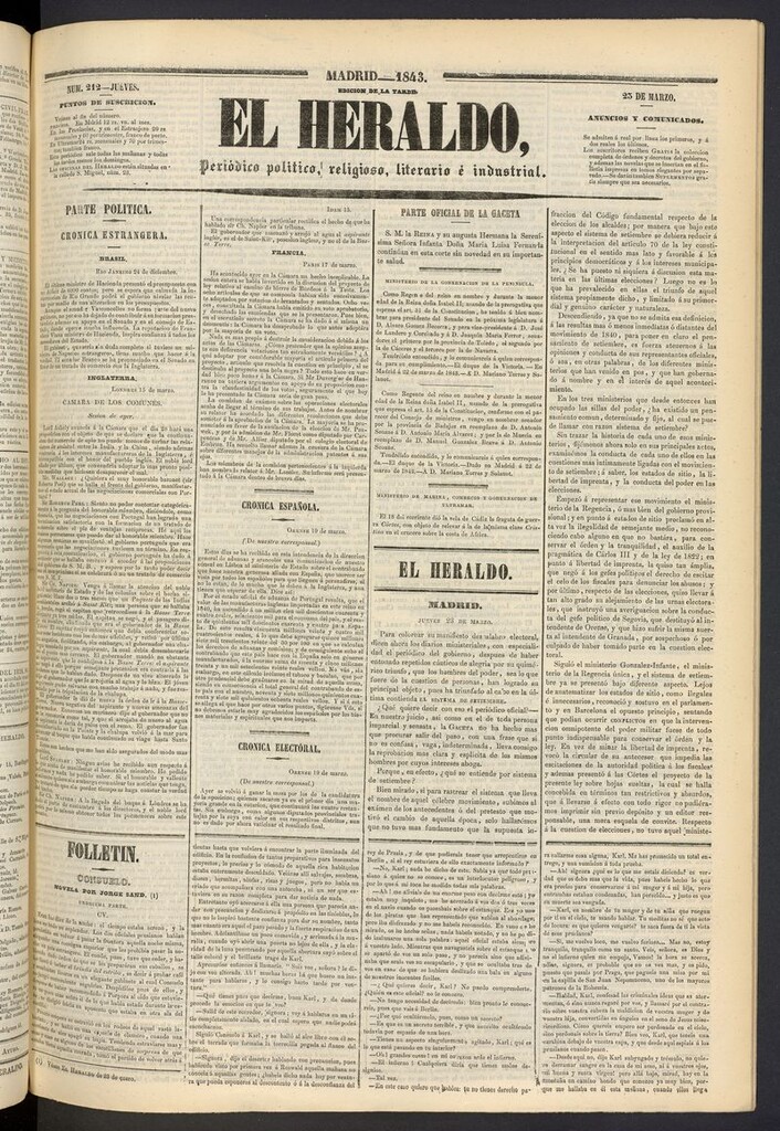 Miniatura de El heraldo, periódico de la tarde del 23 de marzo de 1843