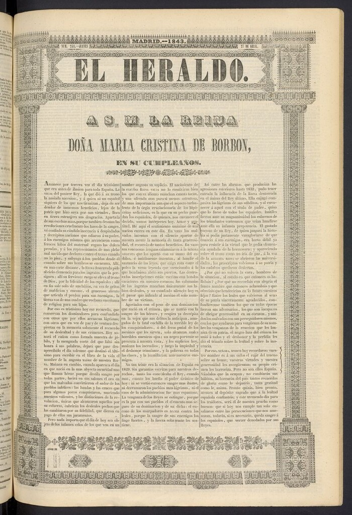 Miniatura de El heraldo, periódico de la tarde del 27 de abril de 1843