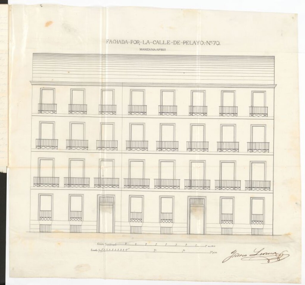 Miniatura de D. Diego Montaut y Dutriz, director del Banco de Economía, para construir de nueva planta la casa de su propiedad, sita en la calle Pelayo, nº 70.
