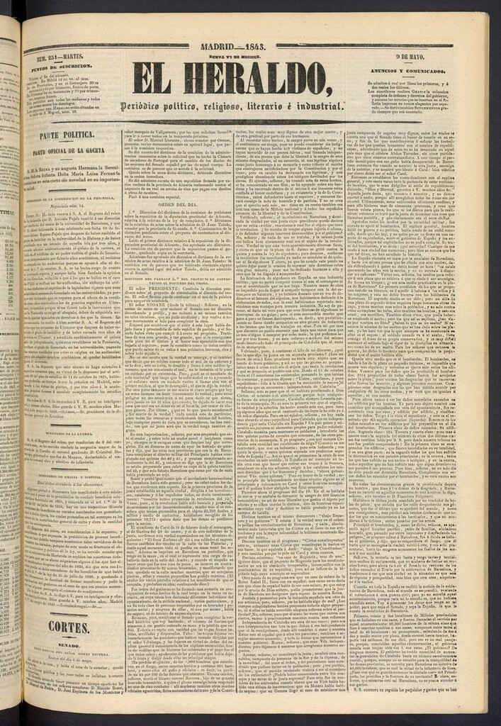 Miniatura de El heraldo, periódico de la tarde: político, religioso, literario e industrial del 9 de mayo de 1843