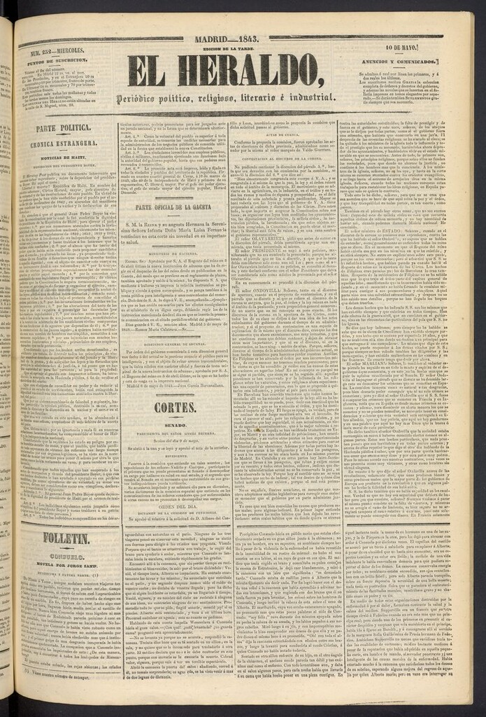 Miniatura de El heraldo, periódico de la tarde del 10 de mayo de 1843