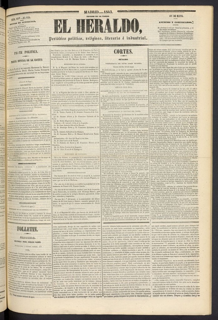 Miniatura de El heraldo, periódico de la tarde del 11 de mayo de 1843