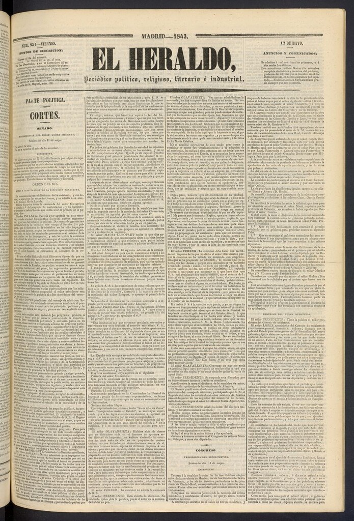 Miniatura de El heraldo, periódico de la tarde del 12 de mayo de 1843