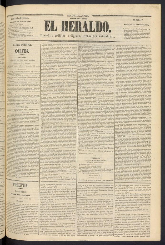 Miniatura de El heraldo, periódico de la tarde del 17 de mayo de 1843