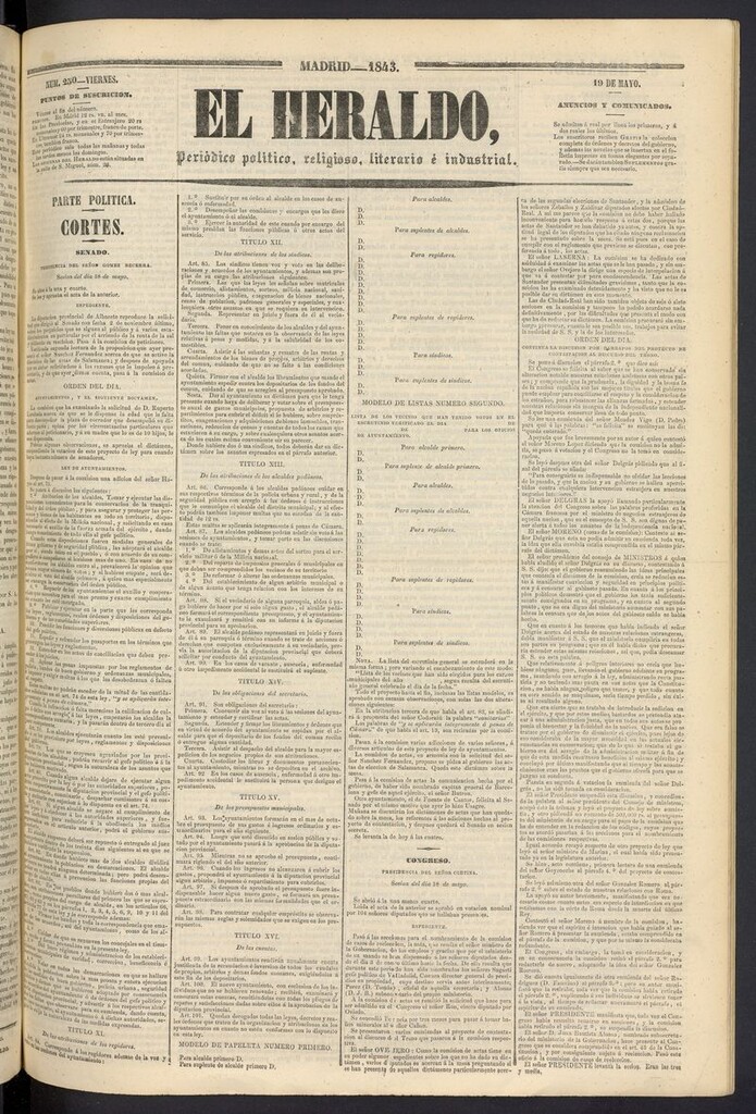 Miniatura de El heraldo, periódico de la tarde del 19 de mayo de 1843