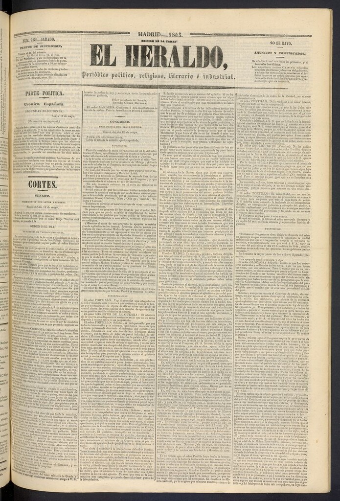 Miniatura de El heraldo, periódico de la tarde del 20 de mayo de 1843
