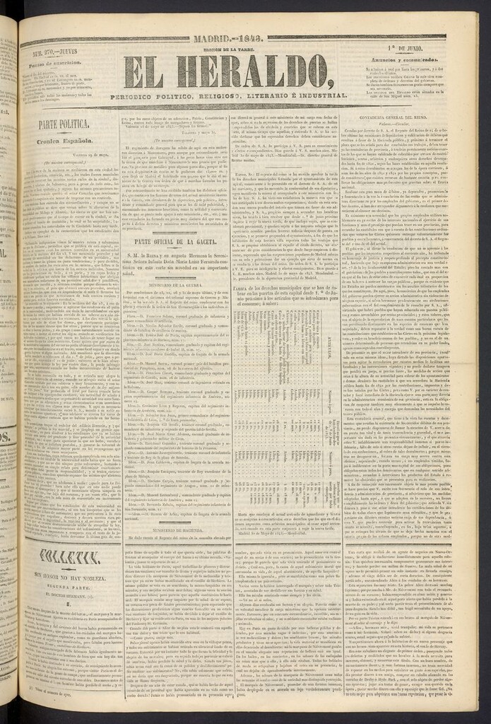 Miniatura de El heraldo, periódico de la tarde del 1 de junio de 1843