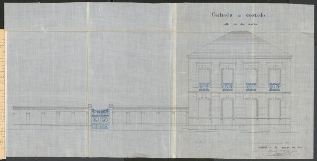 Miniatura de D. Mariano de Lacy, en solicitud de licencia para edificar en el solar sito en la manzana 12 del Barrio de Argüelles, con fachada a las calles de Quintana y de D. Martín.