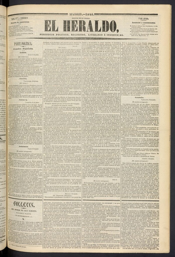 Miniatura de El heraldo, periódico de la tarde del 9 de junio de 1843