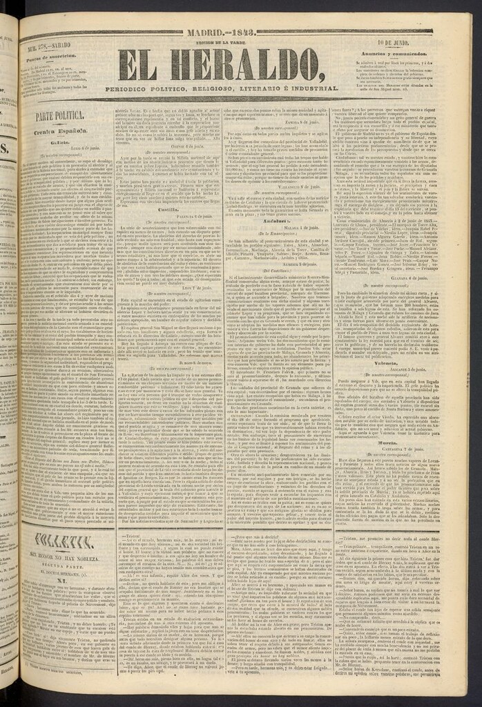 Miniatura de El heraldo, periódico de la tarde del 10 de junio de 1843