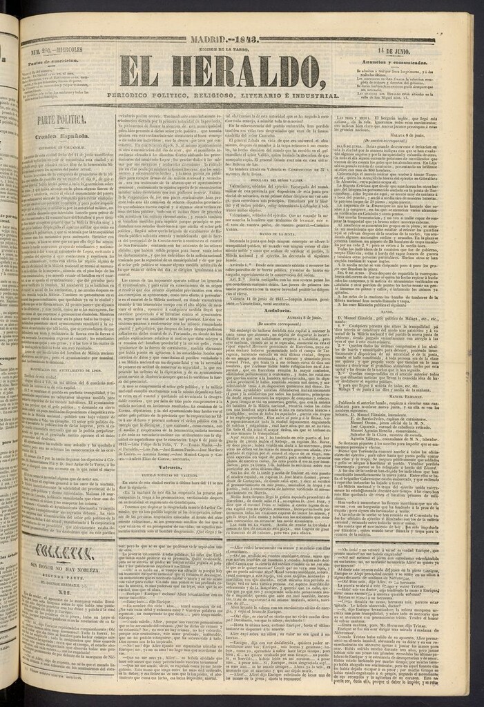 Miniatura de El heraldo, periódico de la tarde del 14 de junio de 1843