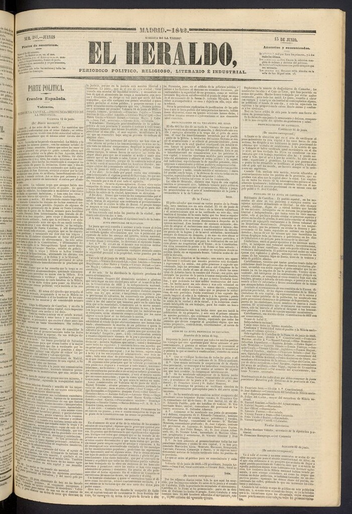 Miniatura de El heraldo, periódico de la tarde del 15 de junio de 1843