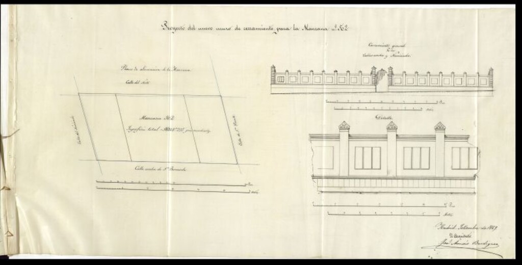 Miniatura de D. José M. Buenavida, solicita licencia para construcción, derribo y valla en las calles del Noviciado, Norte y S. Vicente.
