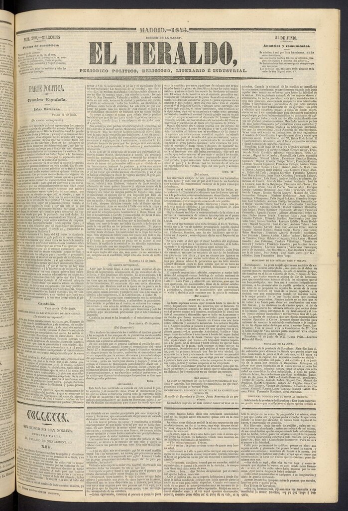 Miniatura de El heraldo, periódico de la tarde del 21 de junio de 1843