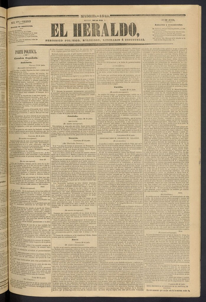 Miniatura de El heraldo, periódico de la tarde del 30 de junio de 1843