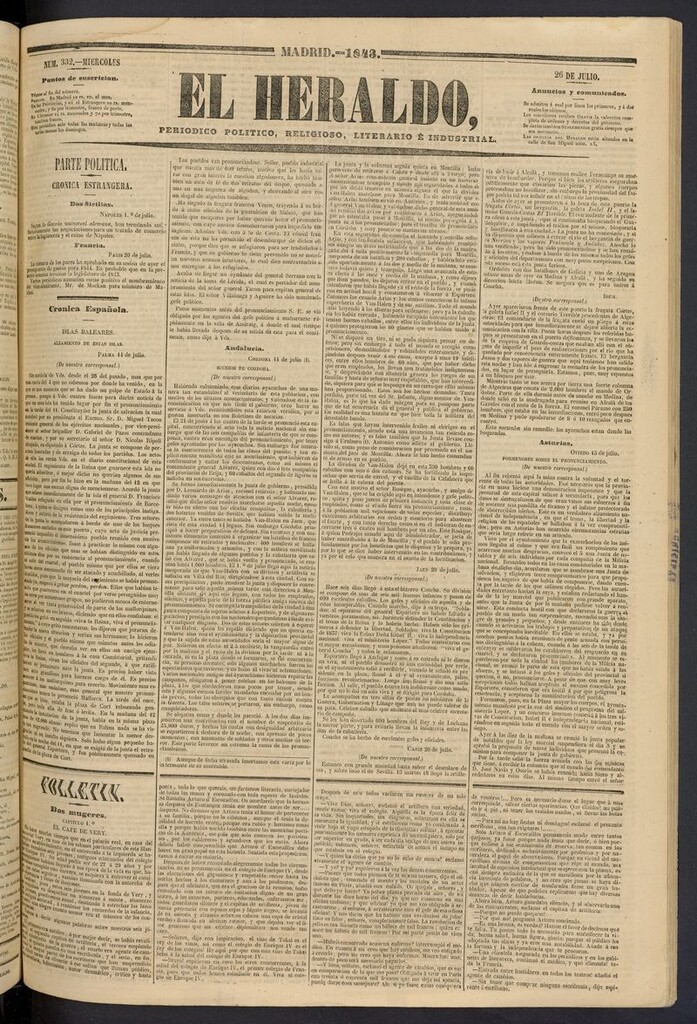 Miniatura de El heraldo, periódico de la tarde del 26 de julio de 1843