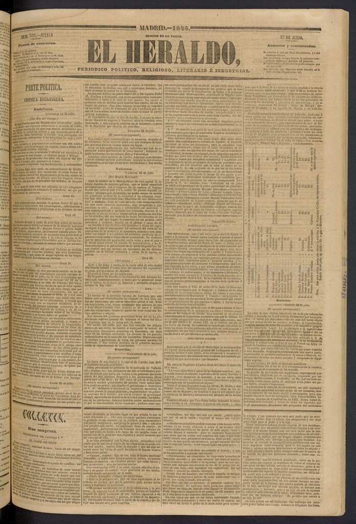 Miniatura de El heraldo, periódico de la tarde del 27 de julio de 1843