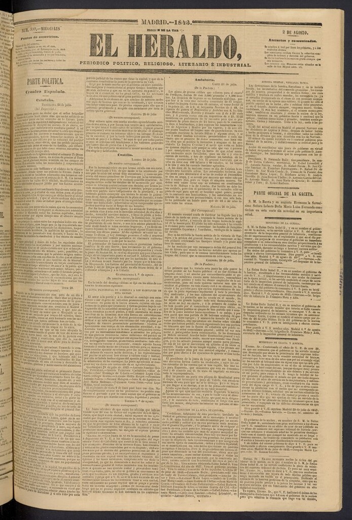 Miniatura de El heraldo, periódico de la tarde del 2 de agosto de 1843