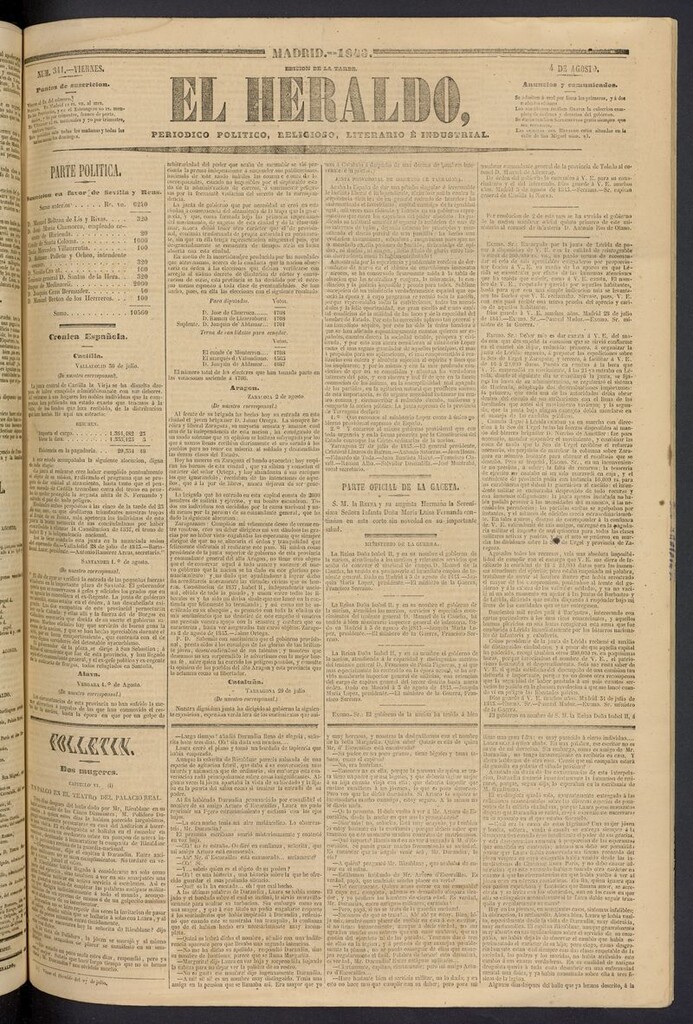 Miniatura de El heraldo, periódico de la tarde del 4 de agosto de 1843