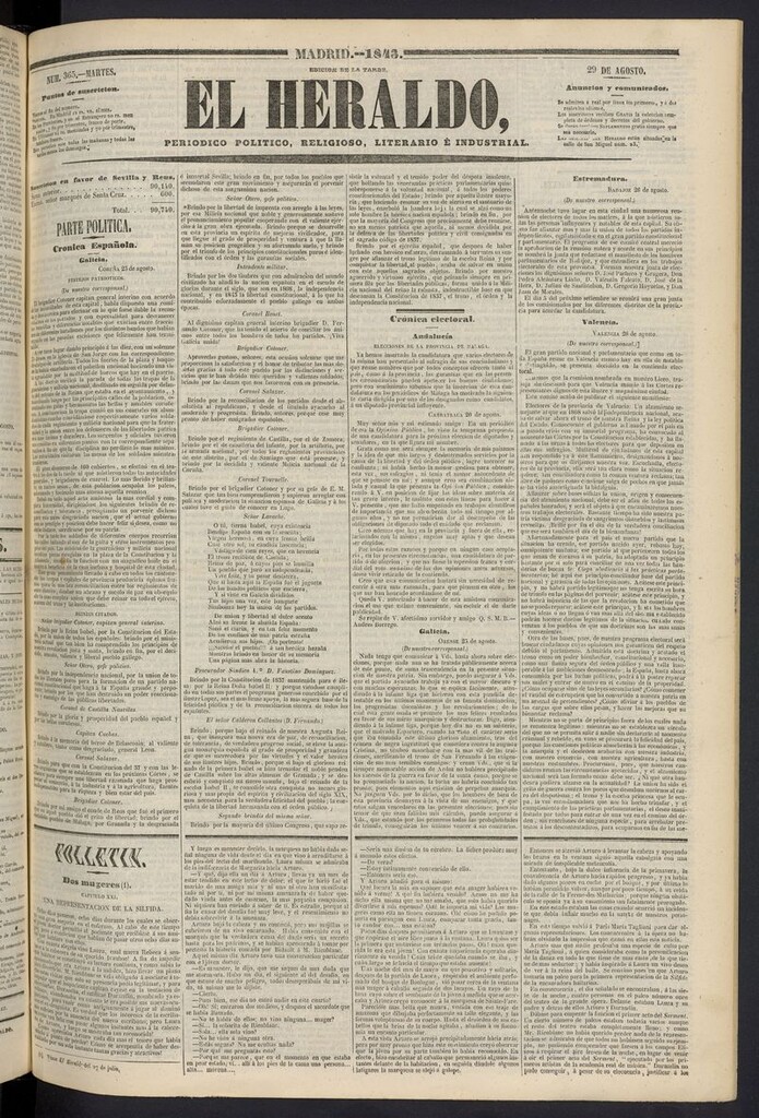 Miniatura de El heraldo, periódico de la tarde del 29 de agosto de 1843