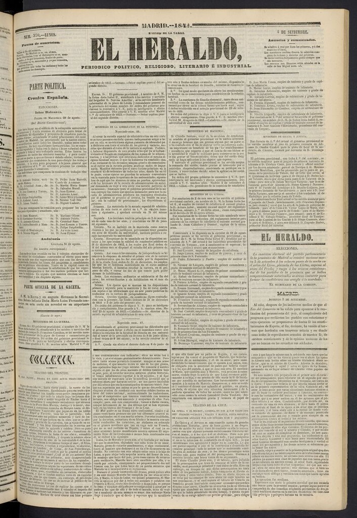 Miniatura de El heraldo, periódico de la tarde del 4 de septiembre de 1843