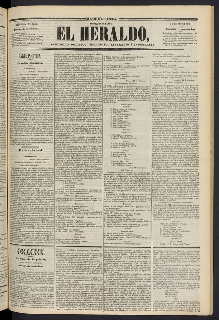 Miniatura de El heraldo, periódico de la tarde del 15 de septiembre de 1843