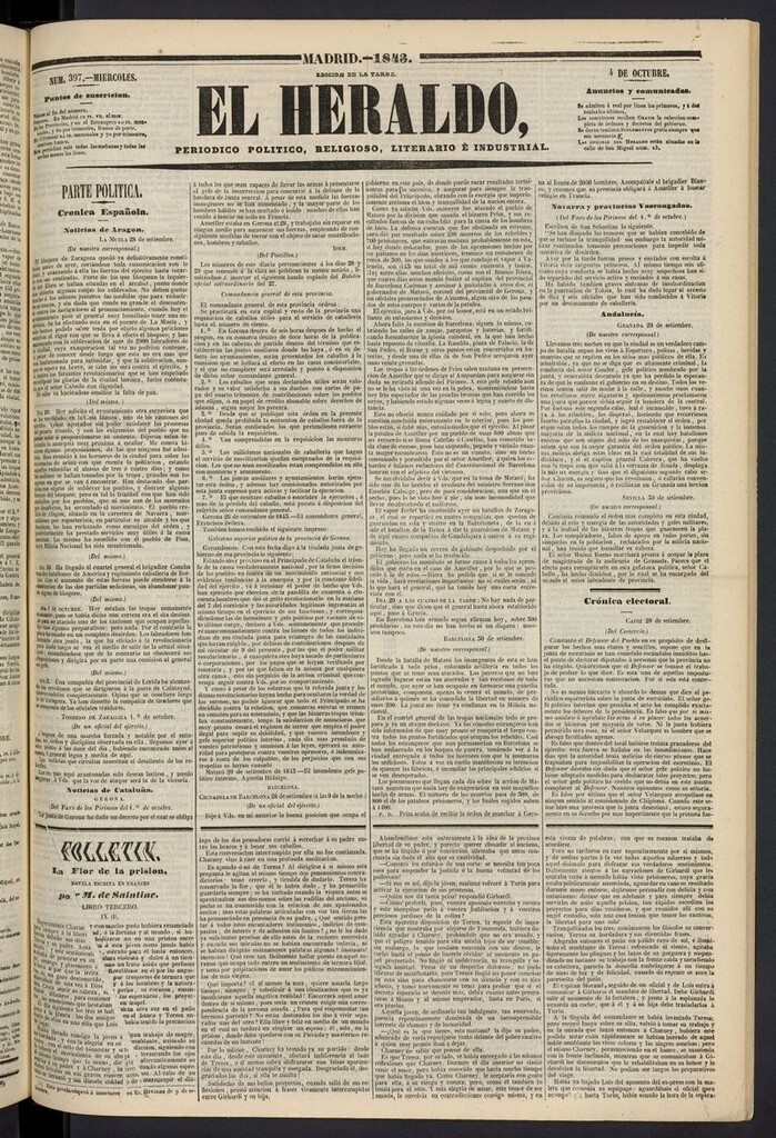 Miniatura de El heraldo, periódico de la tarde del 4 de octubre de 1843
